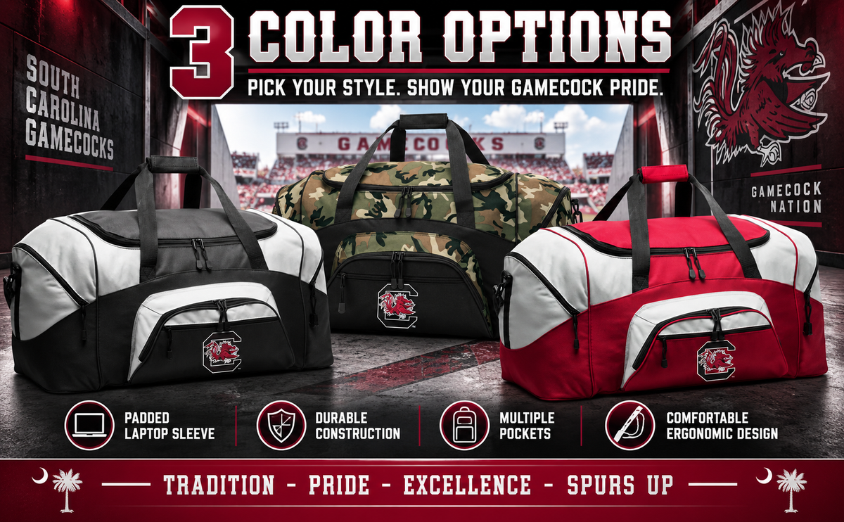 South Carolina Gamecocks Large Duffel Bag – Suitcase & Travel Bag for USC Fans Garnet