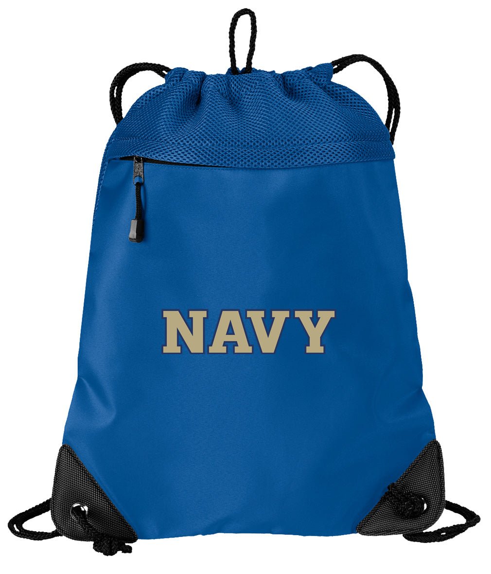 Naval Academy Drawstring Backpack Navy Midshipmen Cinch Pack - Mesh & Microfiber Blue