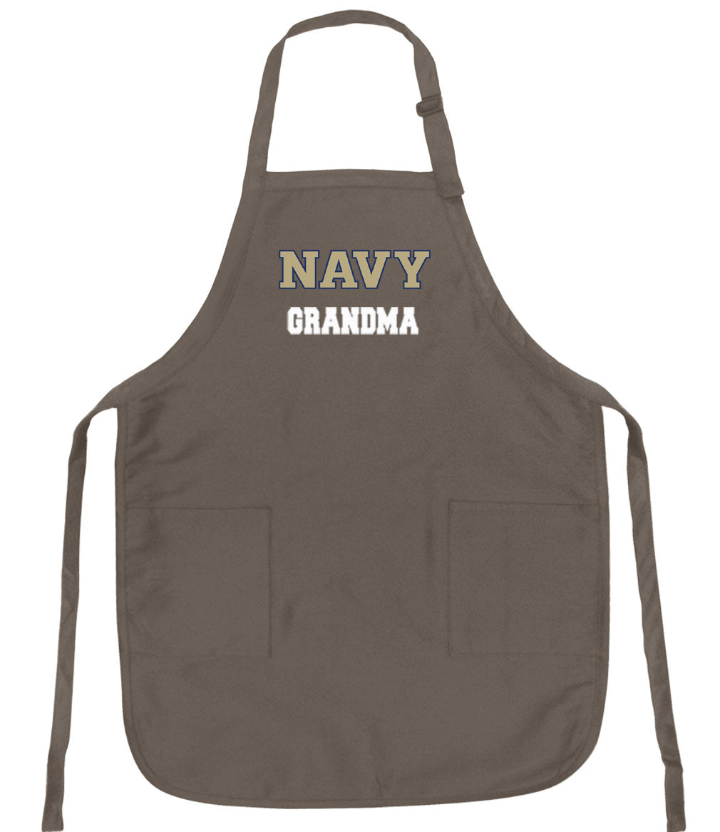 Naval Academy Apron Navy Midshipmen Apron - Stain Resistant Fabric Grandma on Khaki
