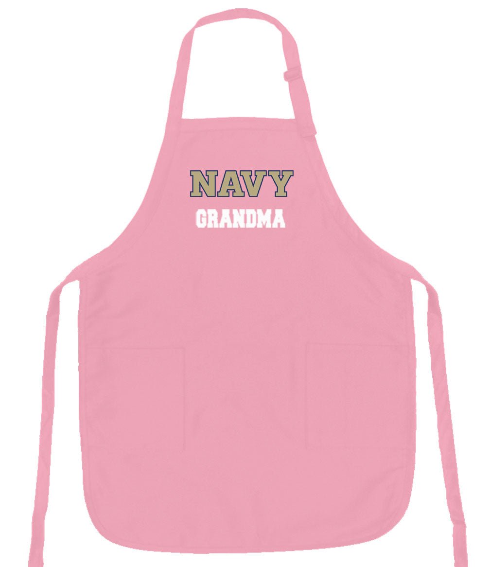 Naval Academy Apron Navy Midshipmen Apron - Stain Resistant Fabric Grandma on Pink