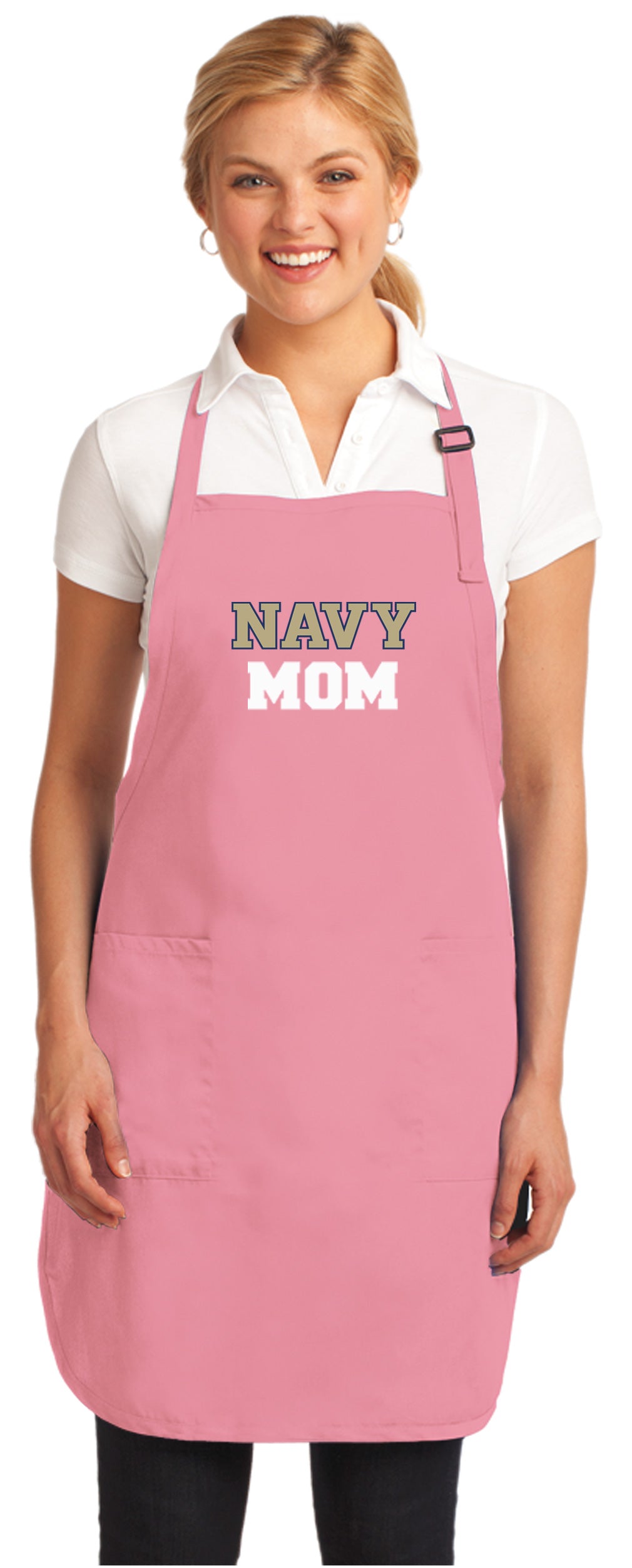 Naval Academy Apron Navy Midshipmen Apron - Stain Resistant Fabric Mom on Pink