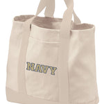 Naval Academy Canvas Tote Bag – USNA Navy Midshipmen Classic Cotton Tote Tan