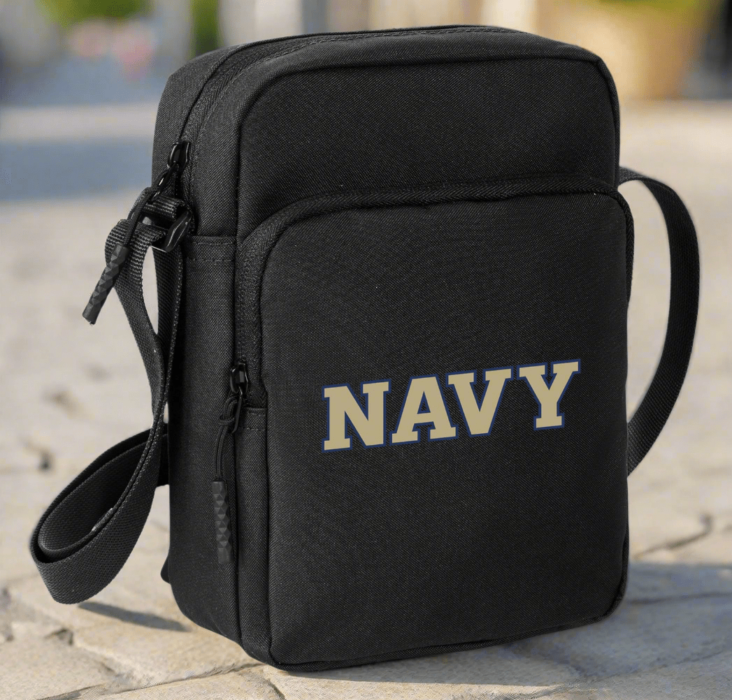 Naval Academy Crossbody Bag Navy Midshipmen Travel Sling Pack Black