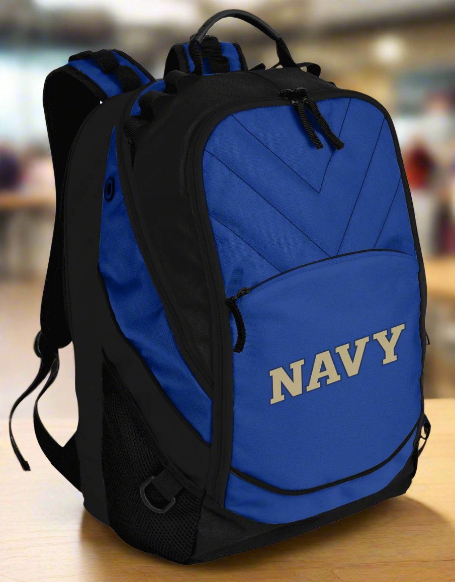 Naval Academy Laptop Backpack – Official Navy Midshipmen Bookbag – 17" Laptop Sleeve, NCAA School Gear – 600D Polyester Blue