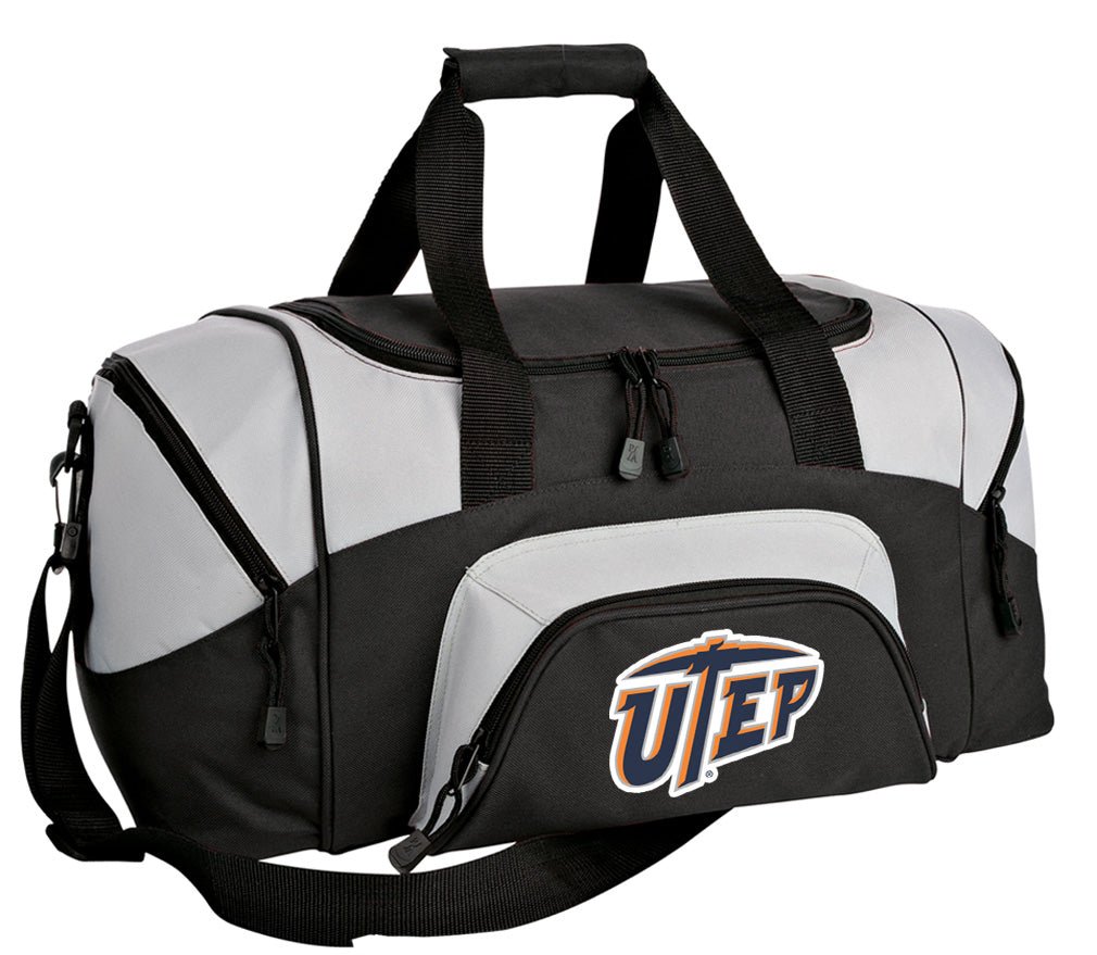 UTEP Small Duffel Bag University of Texas El Paso Carryon Suitcase or Gym Bag Black