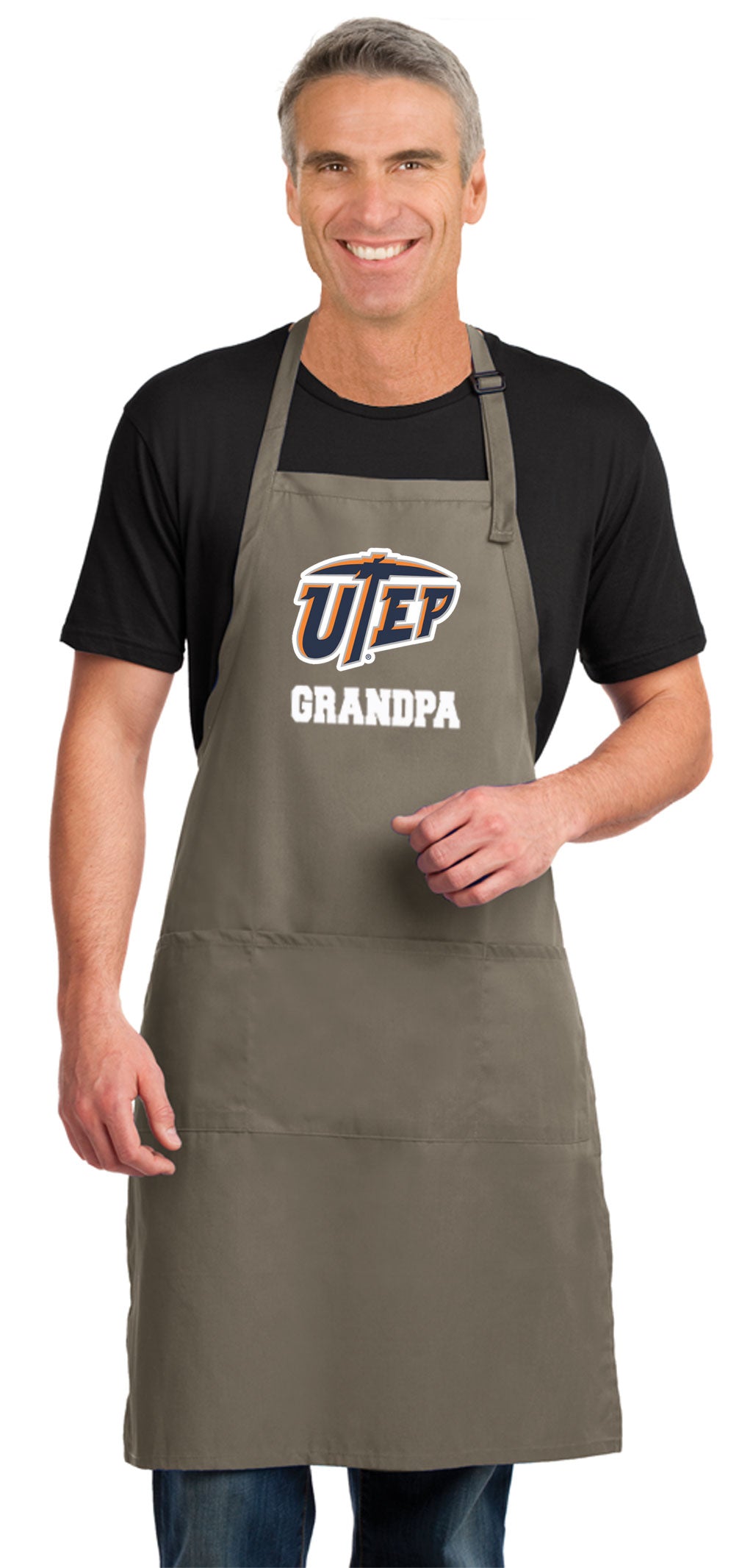 UTEP Large Apron University of Texas El Paso Apron - Adjustable with Pockets Grandpa on Khaki