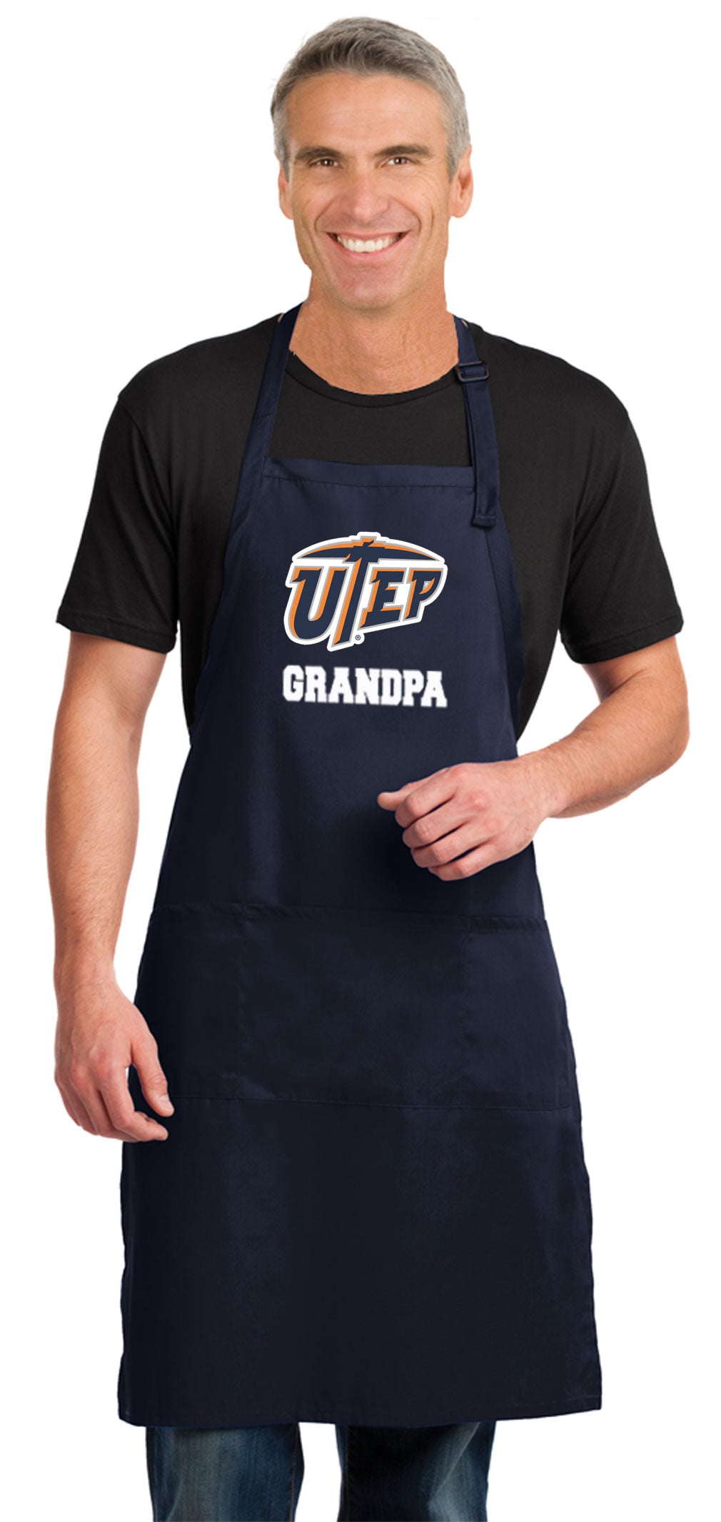 UTEP Large Apron University of Texas El Paso Apron - Adjustable with Pockets Grandpa on Navy