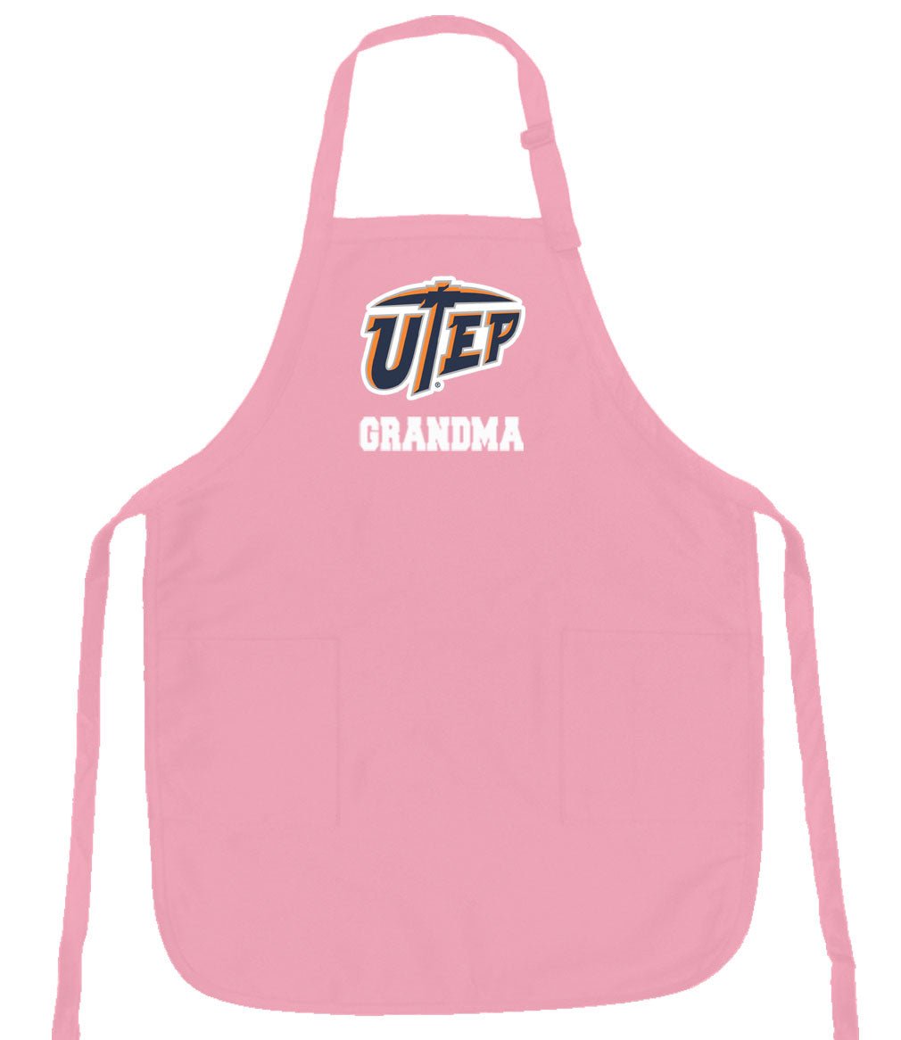 UTEP Apron University of Texas El Paso Apron - Stain Resistant Fabric Grandma on Pink