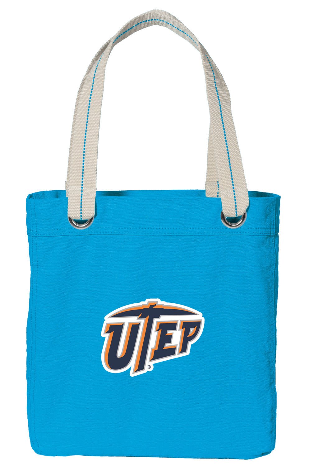 UTEP Tote Bag University of Texas El Paso Deluxe Canvas Shoulder Bag Light Blue