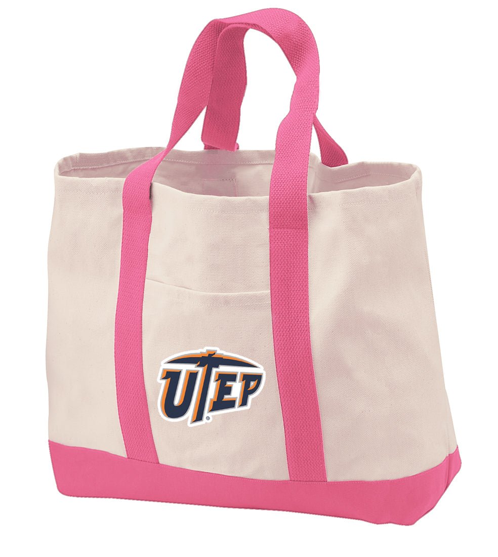 UTEP Canvas Tote Bag University of Texas El Paso Classic Tote Pink