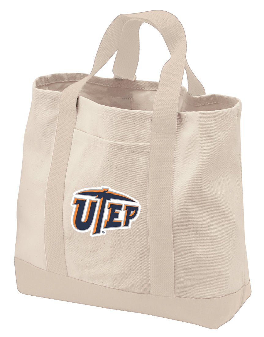UTEP Canvas Tote Bag University of Texas El Paso Classic Tote Tan
