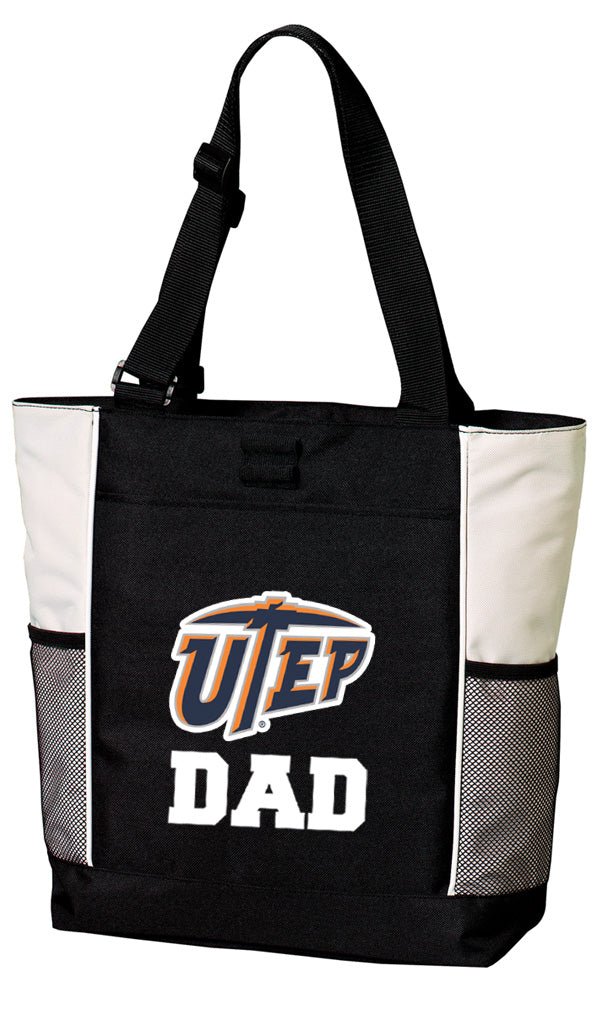 UTEP Tote Bag University of Texas El Paso Carryall Tote Dad on White