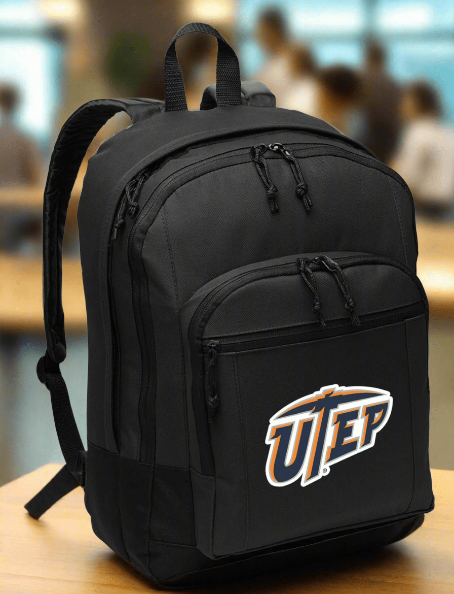 UTEP Backpack University of Texas El Paso Medium Classic Style Backpack Black