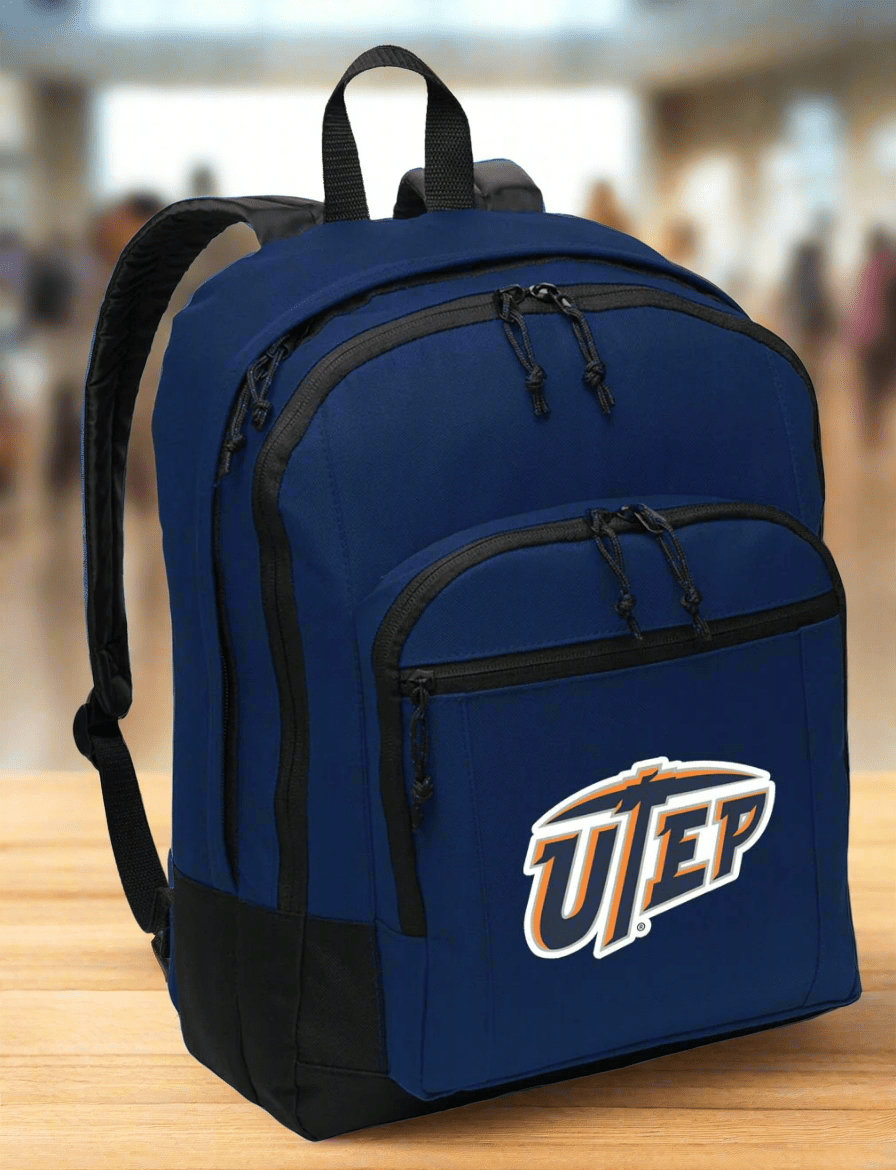 UTEP Backpack University of Texas El Paso Medium Classic Style Backpack Navy