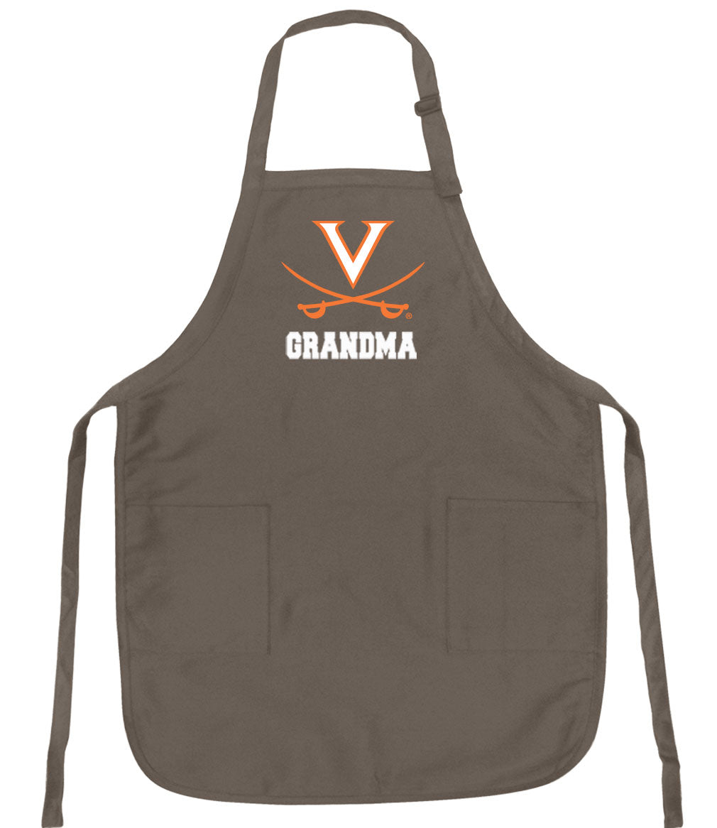 UVA Apron University of Virginia Apron - Stain Resistant Fabric Grandma on Khaki