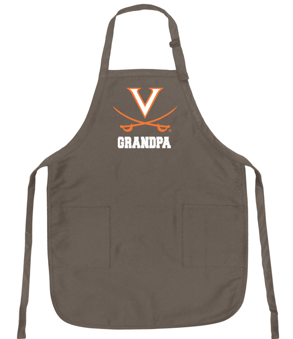 UVA Apron University of Virginia Apron - Stain Resistant Fabric Grandpa on Khaki
