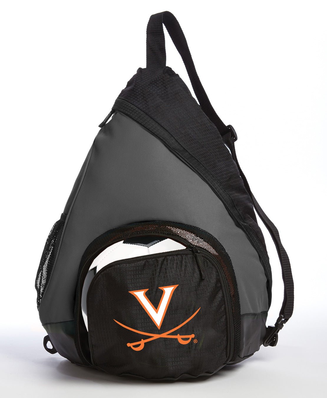 UVA Sling Backpack University of Virginia Bag with Soccer Ball or Volleyball Bag Sports Gear Compartment Practice Bag Black