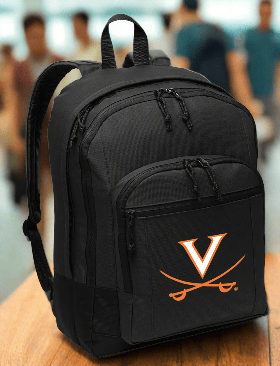 UVA Backpack University of Virginia Medium Classic Style Backpack Black