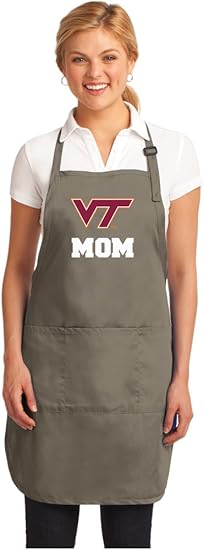 Virginia Tech Apron VT Hokies Apron - Stain Resistant Fabric Mom on Khaki