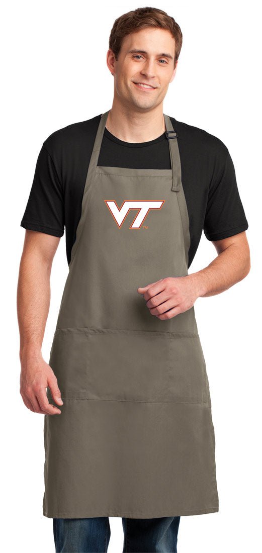 Virginia Tech Large Apron VT Hokies Apron - Adjustable with Pockets Khaki