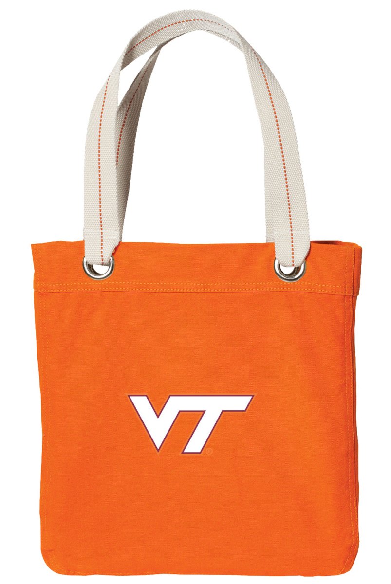Virginia Tech Tote Bag VT Hokies Deluxe Canvas Shoulder Bag Orange