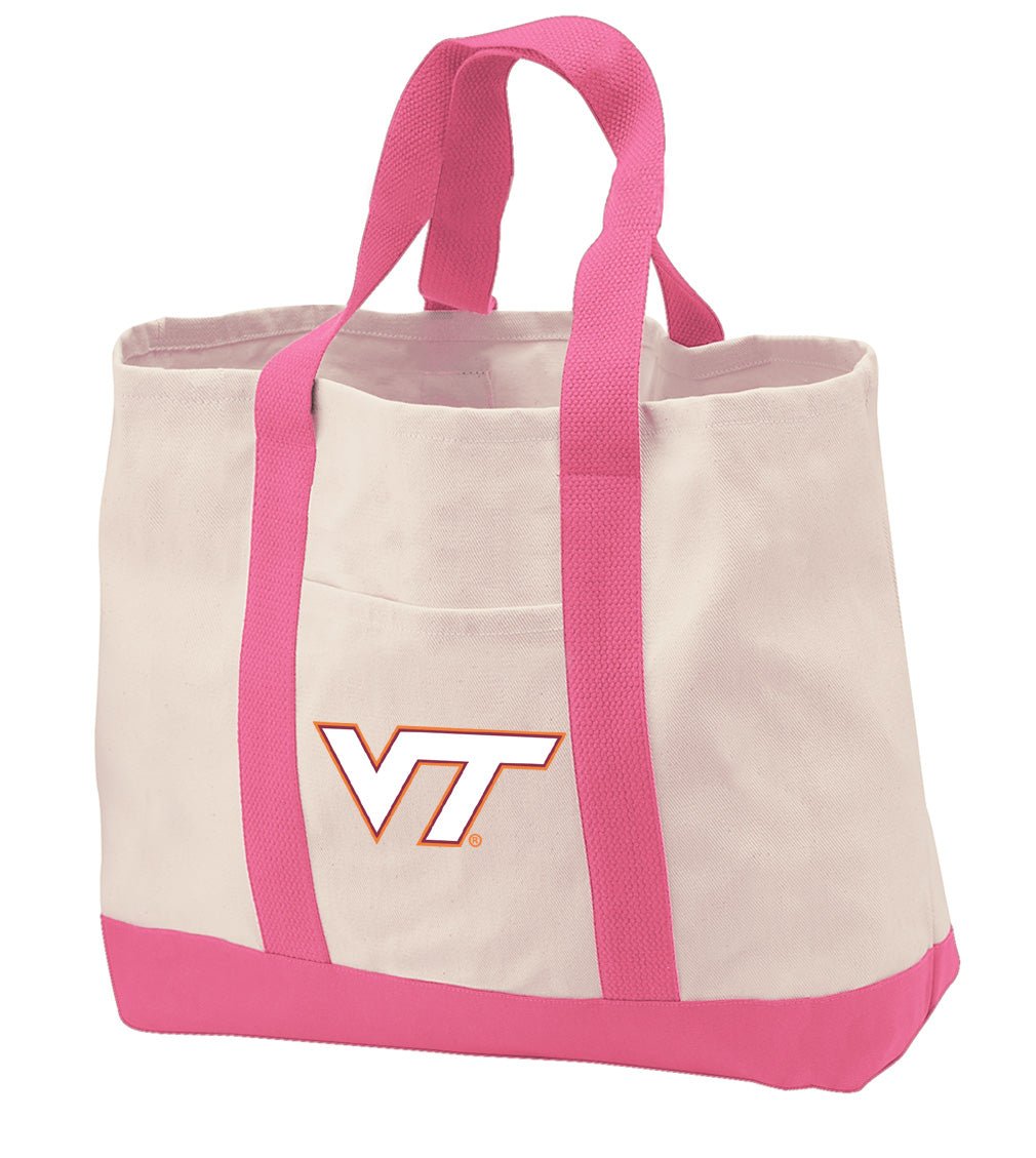 Virginia Tech Canvas Tote Bag VT Hokies Classic Tote Pink