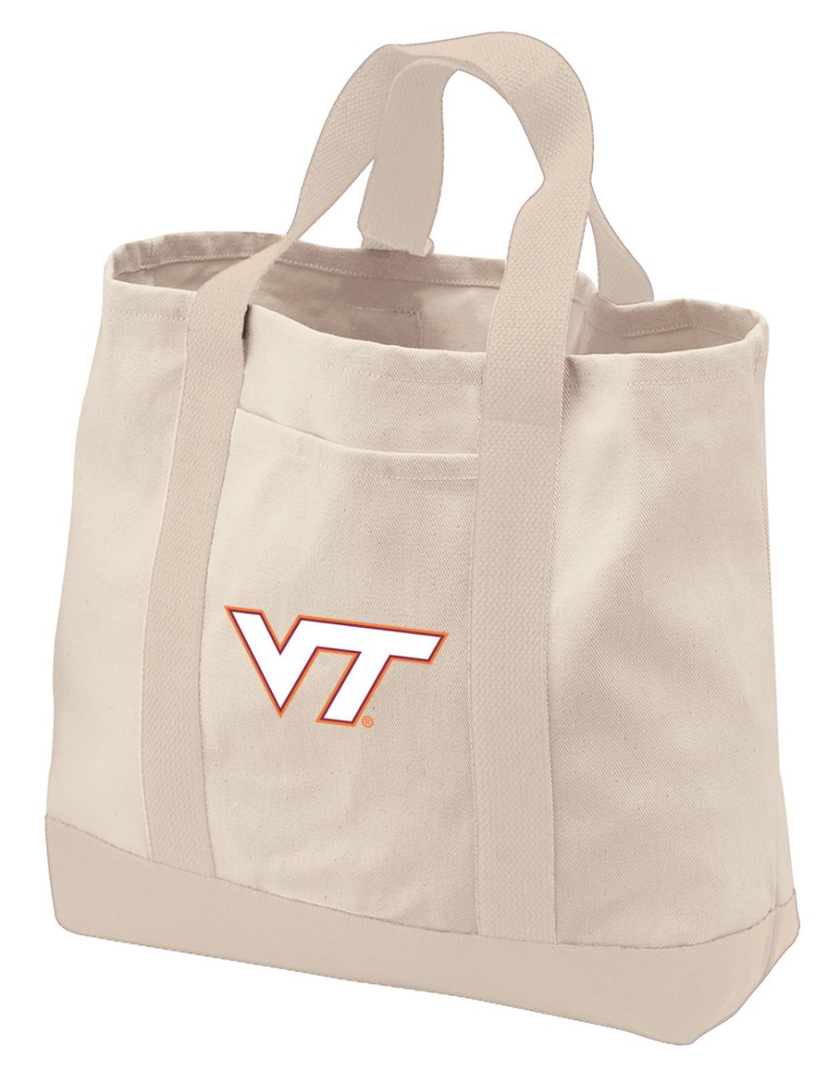 Virginia Tech Canvas Tote Bag VT Hokies Classic Tote Tan