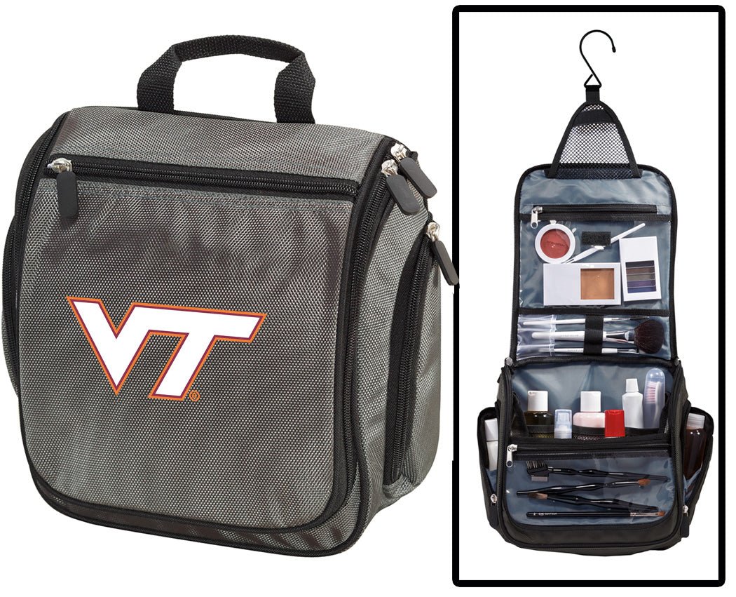 Virginia Tech Toiletry Bag or Mens VT Hanging Travel Organizer Shaving Kit Gray