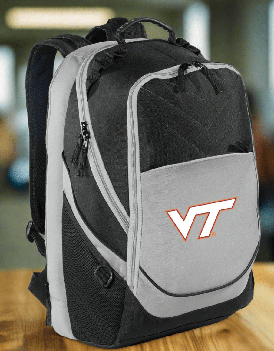 Virginia Tech Hokies Laptop Backpack – Official VT Bookbag – 17" Laptop Sleeve, NCAA School Gear – 600D Polyester Black and Gray