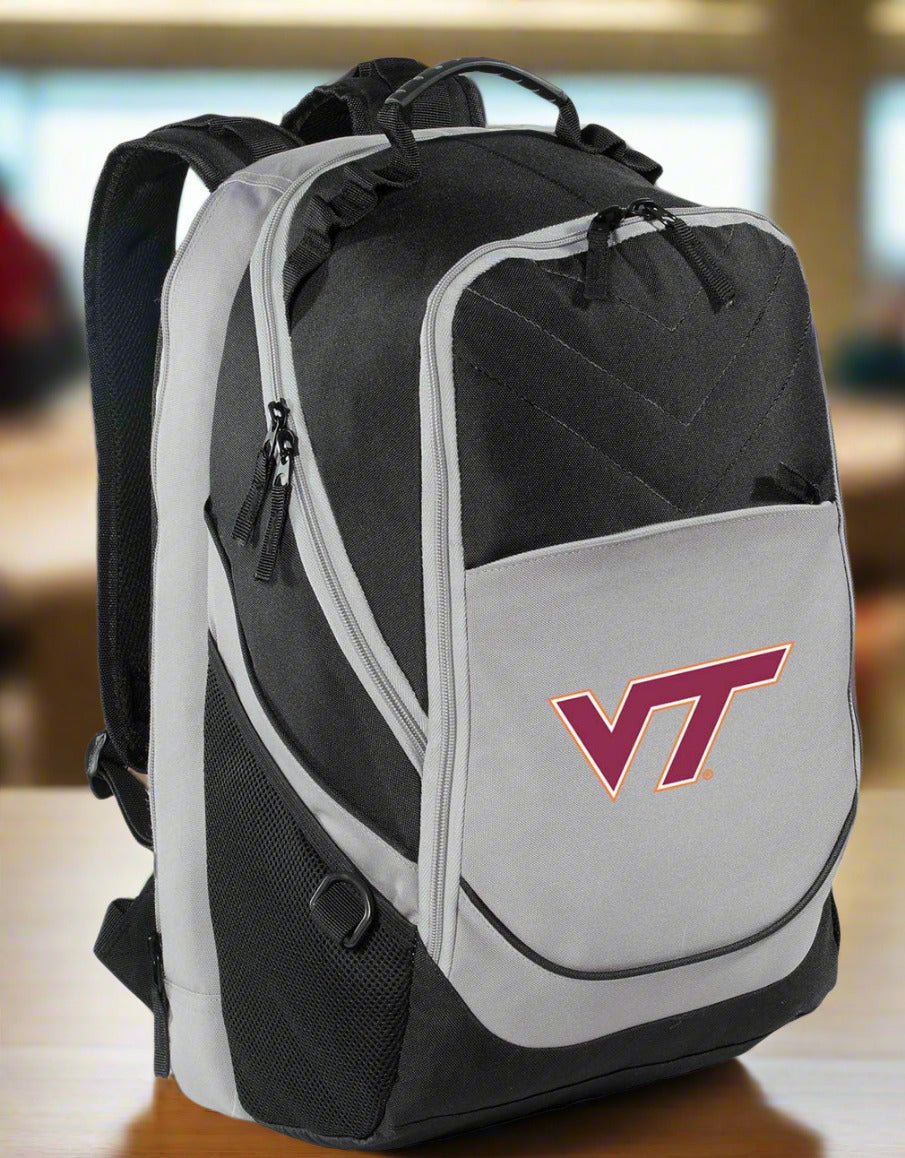 Virginia Tech Hokies Laptop Backpack – Official VT Bookbag – 17" Laptop Sleeve, NCAA School Gear – 600D Polyester Black and Gray