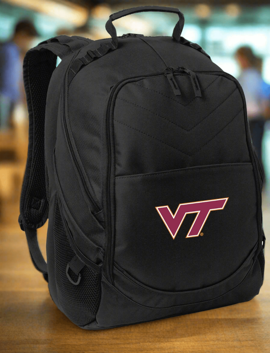 Virginia Tech Hokies Laptop Backpack – Official VT Bookbag – 17" Laptop Sleeve, NCAA School Gear – 600D Polyester Black