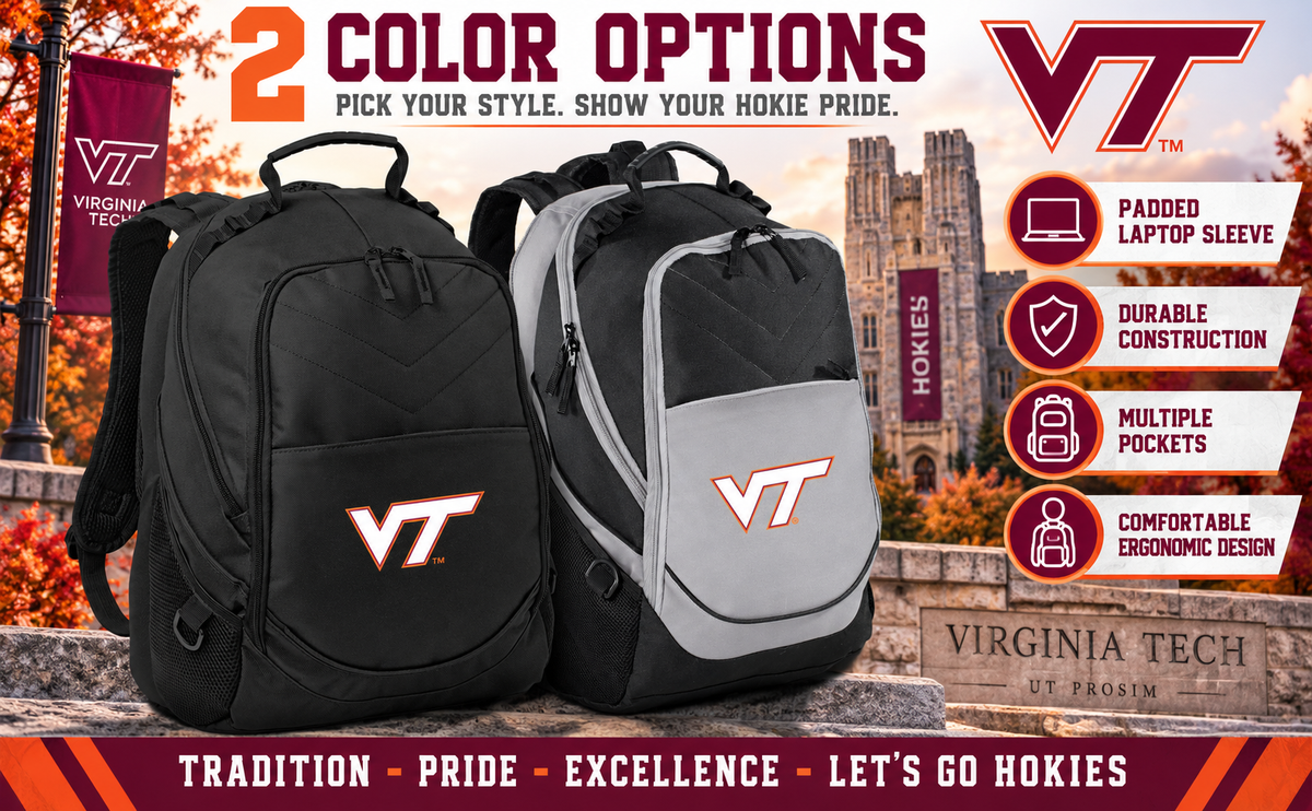 Virginia Tech Laptop Backpack Black and Gray