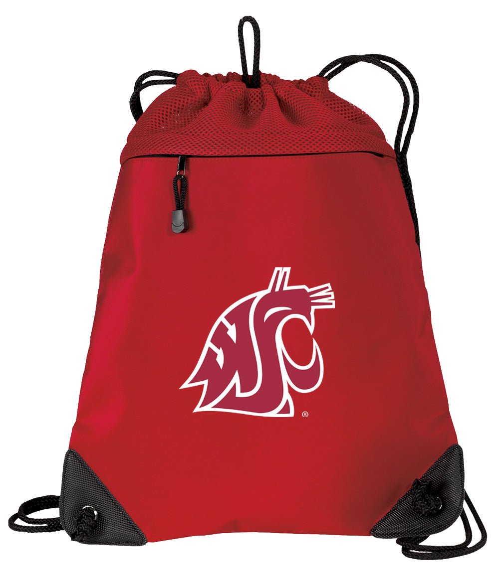 Washington State University Drawstring Backpack WSU Cougars Cinch Pack - Mesh & Microfiber Red
