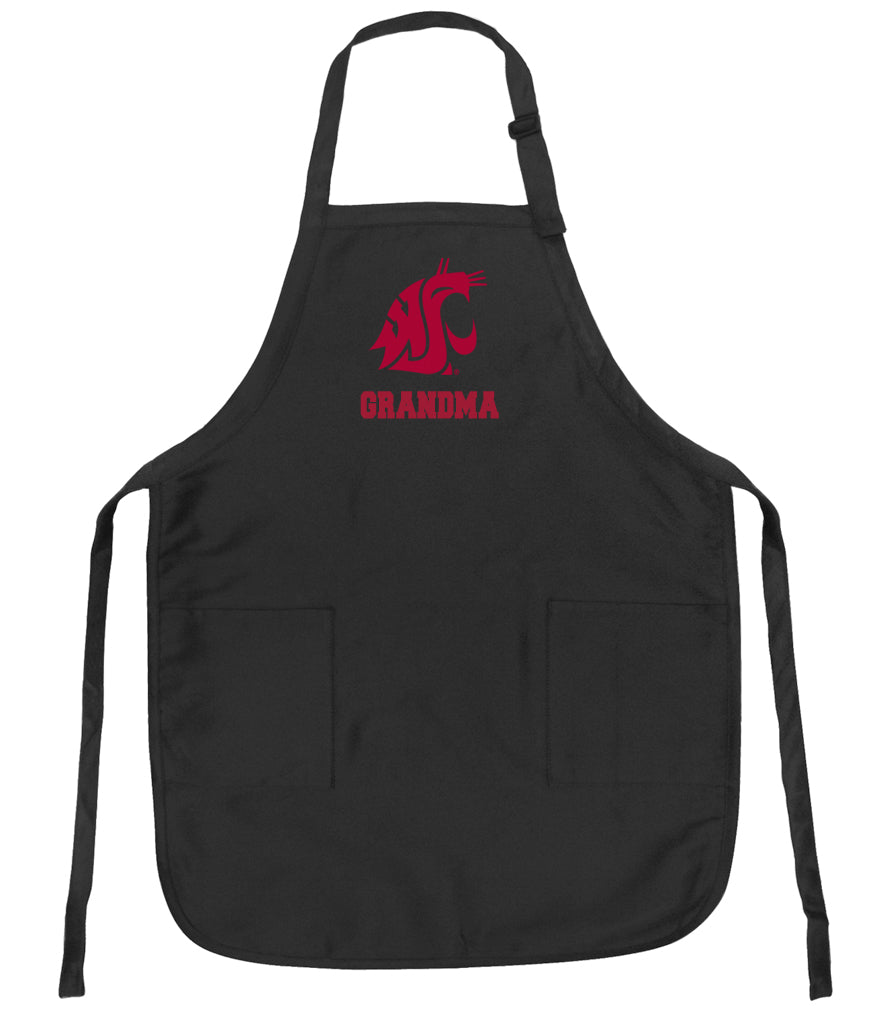 Washington State Apron WSU Cougars Apron - Stain Resistant Fabric Grandma on Black