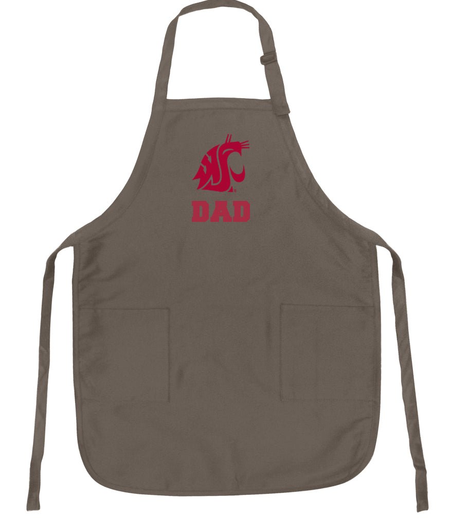 Washington State Apron WSU Cougars Apron - Stain Resistant Fabric Dad on Khaki