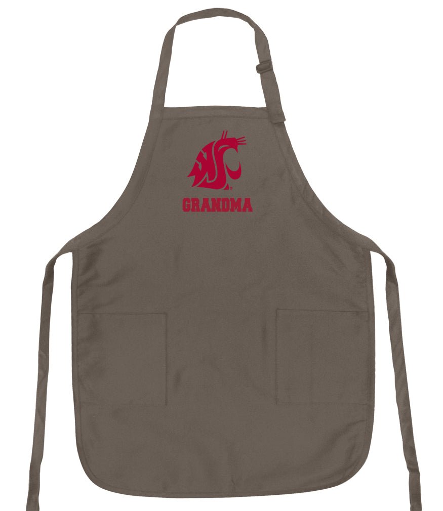 Washington State Apron WSU Cougars Apron - Stain Resistant Fabric Grandma on Khaki