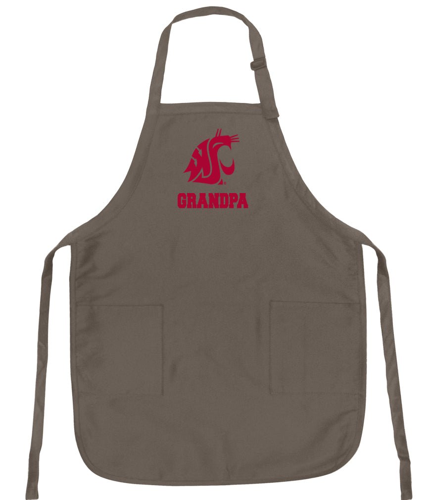 Washington State Apron WSU Cougars Apron - Stain Resistant Fabric Grandpa on Khaki
