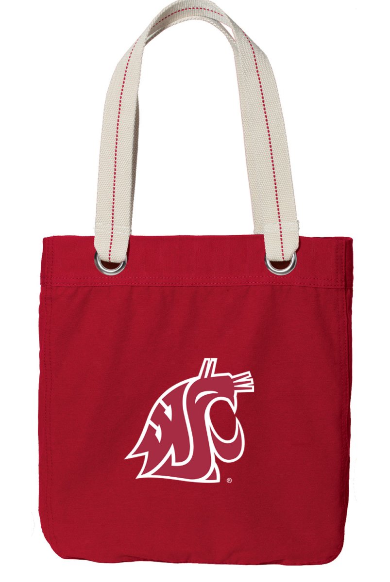 Washington State Tote Bag WSU Cougars Deluxe Canvas Shoulder Bag Red