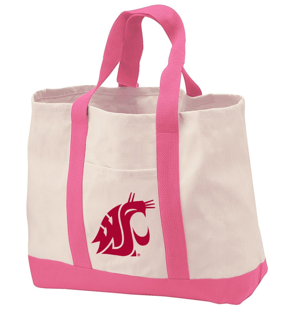 Washington State Canvas Tote Bag WSU Cougars Classic Tote Pink