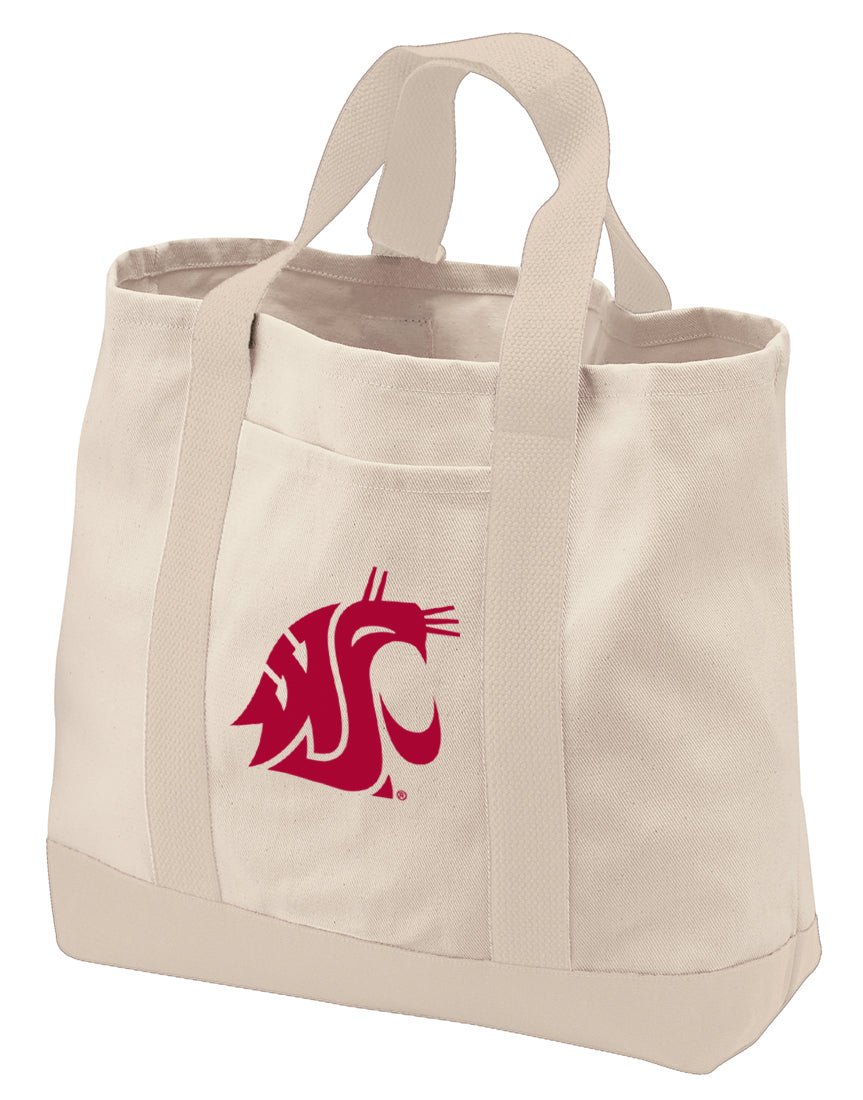 Washington State Canvas Tote Bag WSU Cougars Classic Tote Tan