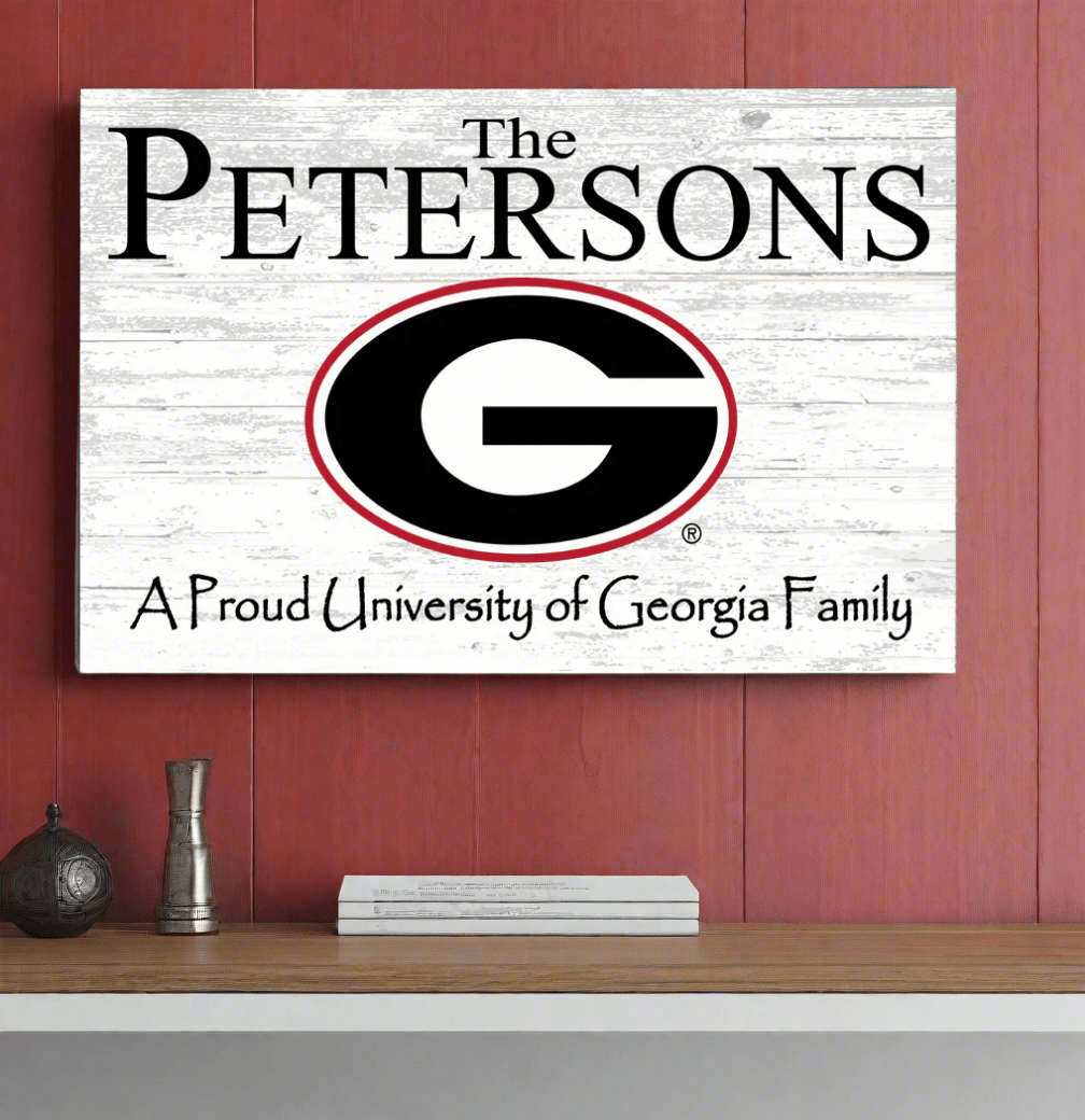 Custom Georgia Bulldogs Family Name Sign – Official UGA Wall Art | Personalized Gift for Fans, Grads & Alumni Proud Georgia Family Sign