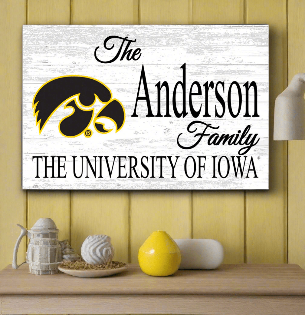 Custom University of Iowa Family Name Sign – Official Hawkeyes Wall Art | Personalized Gift for Alumni, Grads & Fans Iowa Family Name