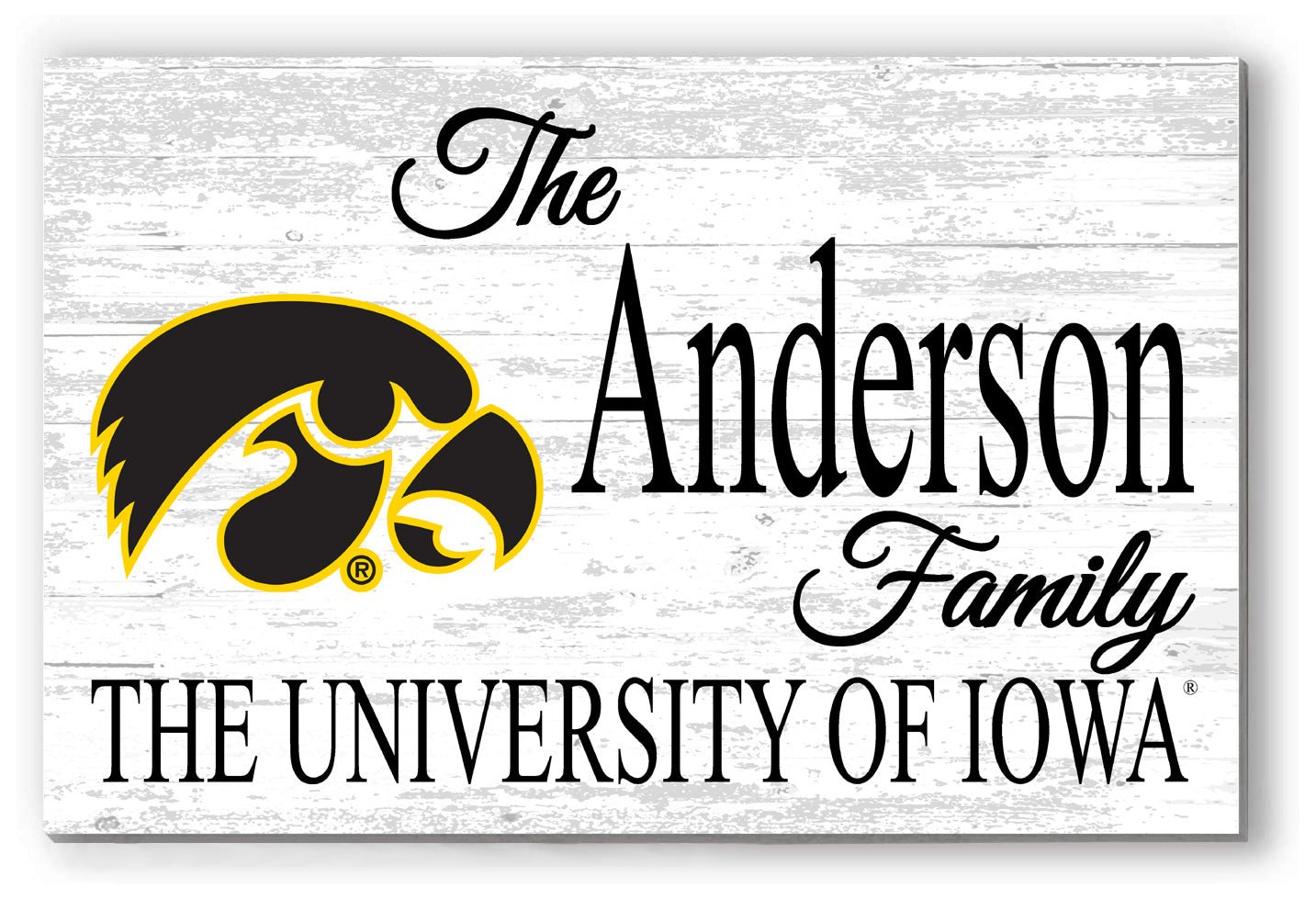 Custom University of Iowa Family Name Sign – Official Hawkeyes Wall Art | Personalized Gift for Alumni, Grads & Fans Iowa Family Name