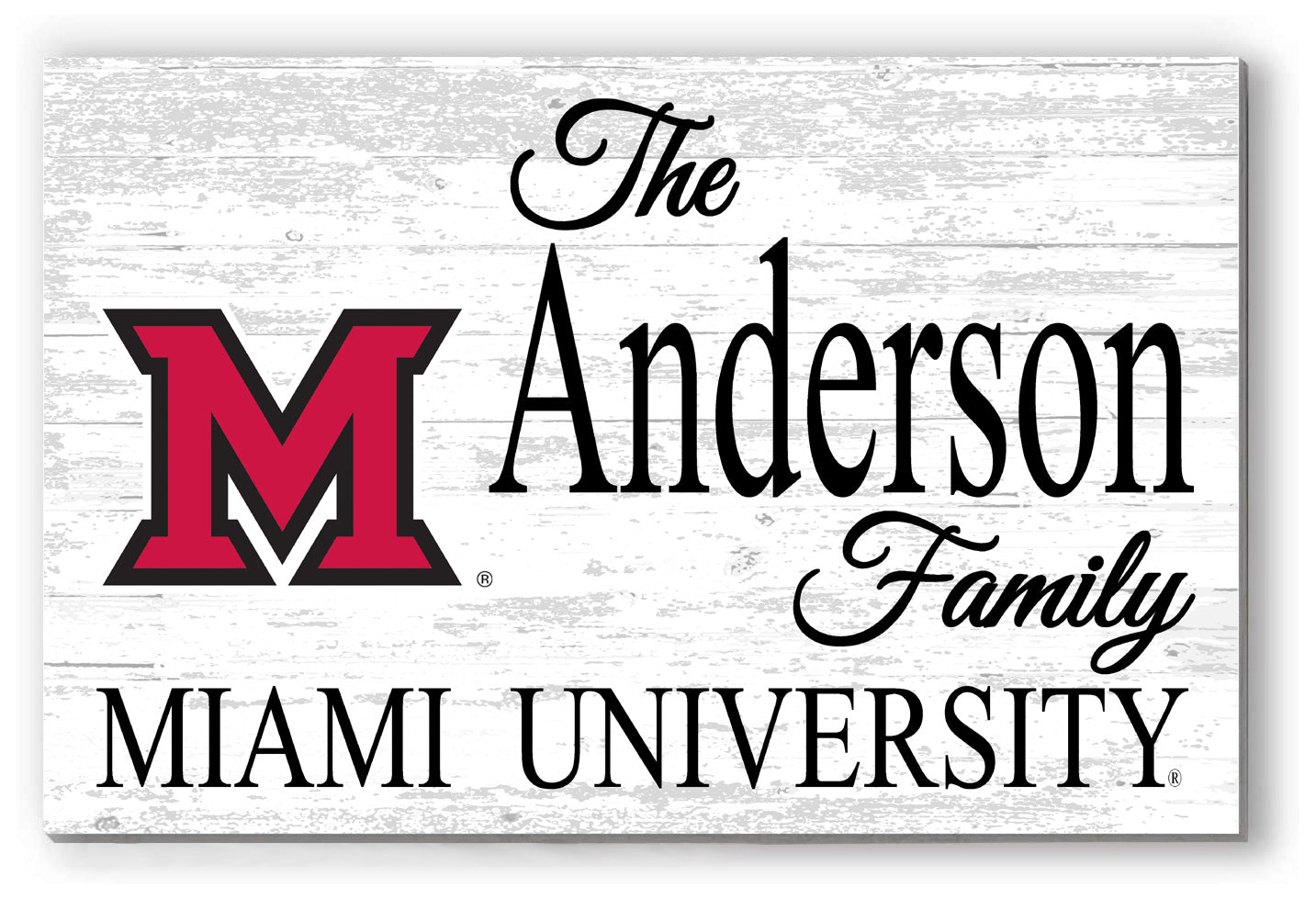 Custom Miami University Family Name Sign – Personalized RedHawks Wall Art | Official Gift for Alumni, Grads & Fans Family Name