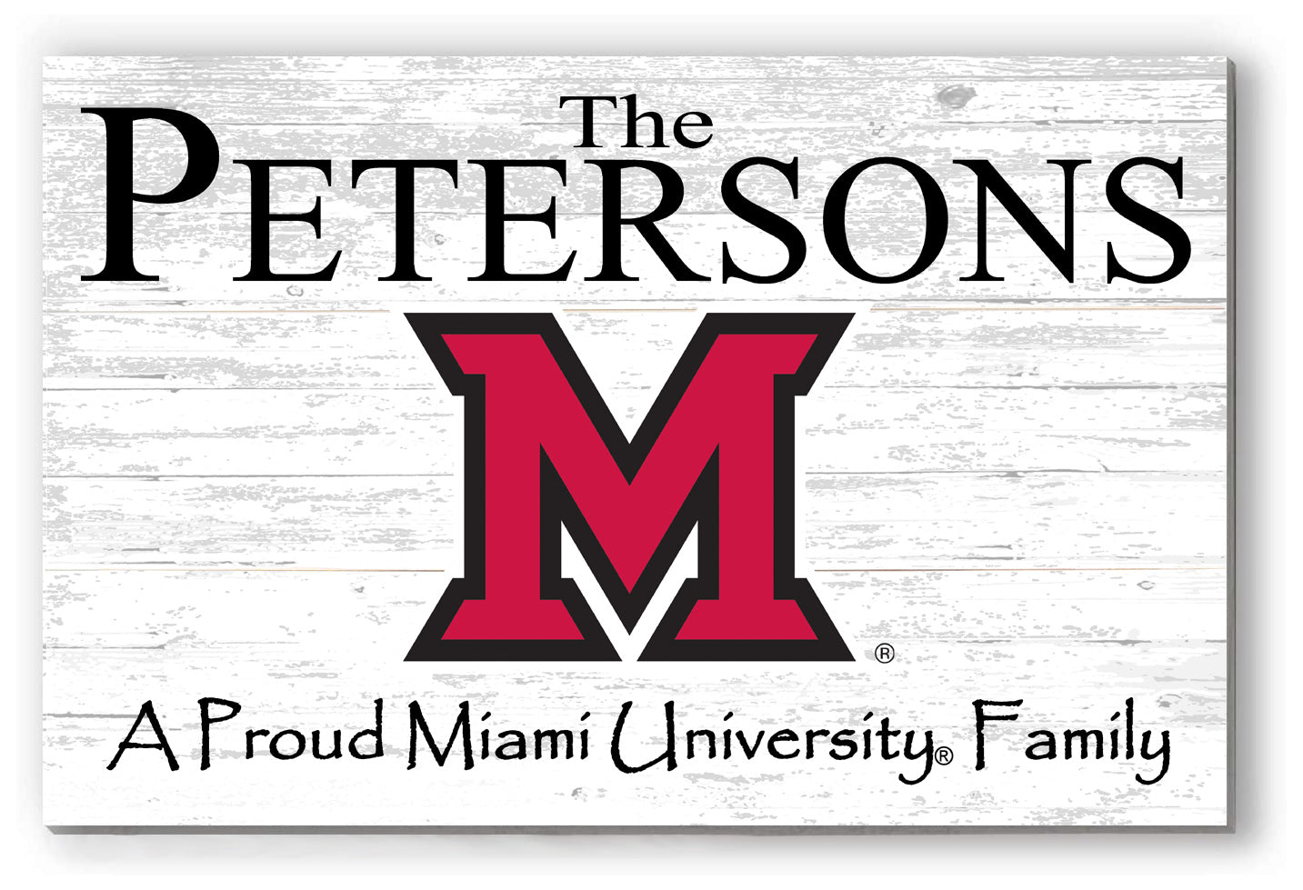 Custom Miami University Family Name Sign – Personalized RedHawks Wall Art | Official Gift for Alumni, Grads & Fans A Proud Miami University Family