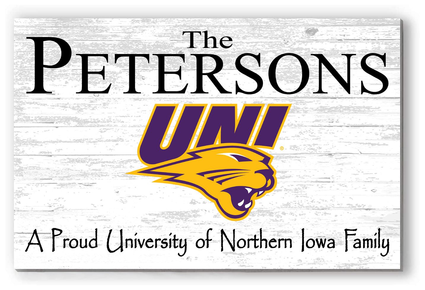 Custom UNI Family Name Sign – Personalized Panthers Wall Art | Official Northern Iowa Gift for Fans, Grads & Alumni A Proud Northern Iowa Family Sign