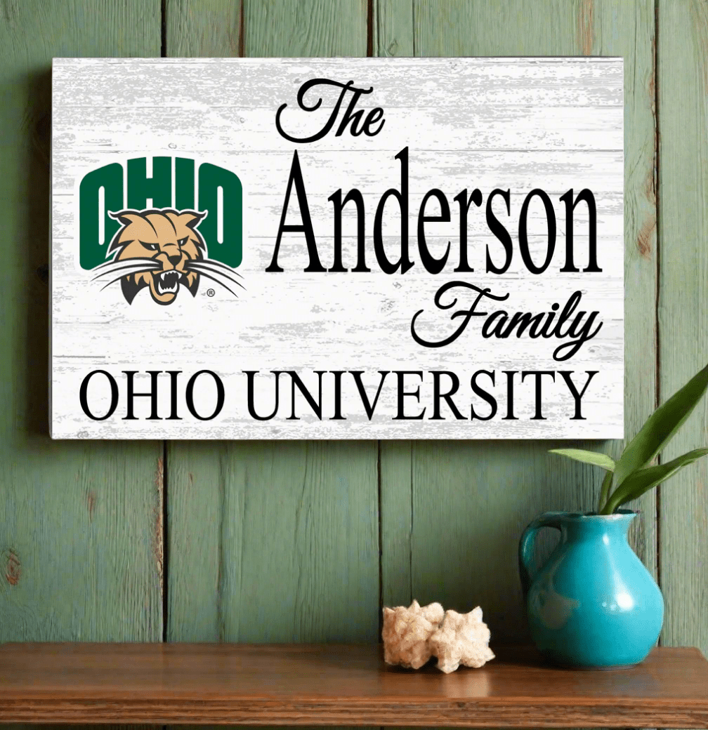 Ohio University Family Name Sign for Ohio Bobcats Homes, Alumni, Fans or Graduation Ohio University Family Sign