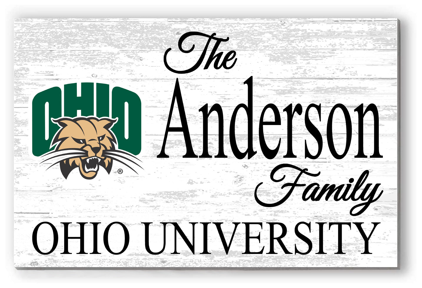 Ohio University Family Name Sign for Ohio Bobcats Homes, Alumni, Fans or Graduation Ohio University Family Sign