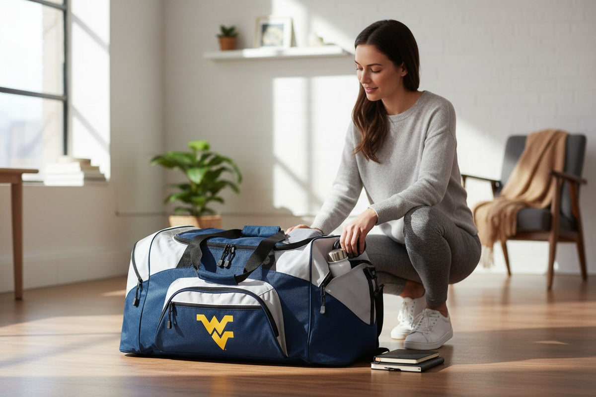 West Virginia Duffel Bag – WVU Gym, Travel & Soft-Sided Suitcase Gear Bag Navy