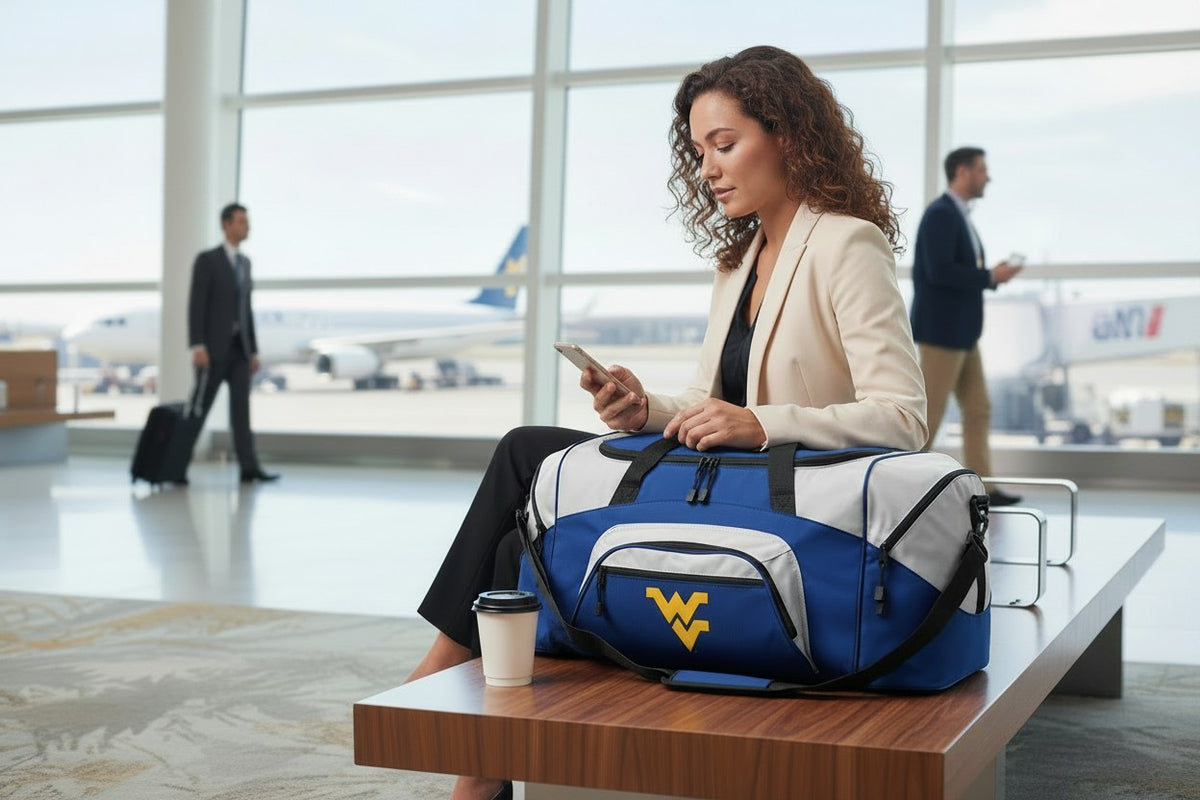 West Virginia Duffel Bag – WVU Gym, Travel & Soft-Sided Suitcase Gear Bag Blue